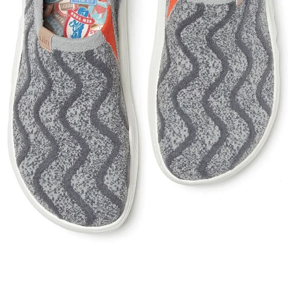 UIN Women's Walking Shoes Slip On Knitted Casual Sneaker (Toledo X- Grey Ripple) - Picture 7 of 10